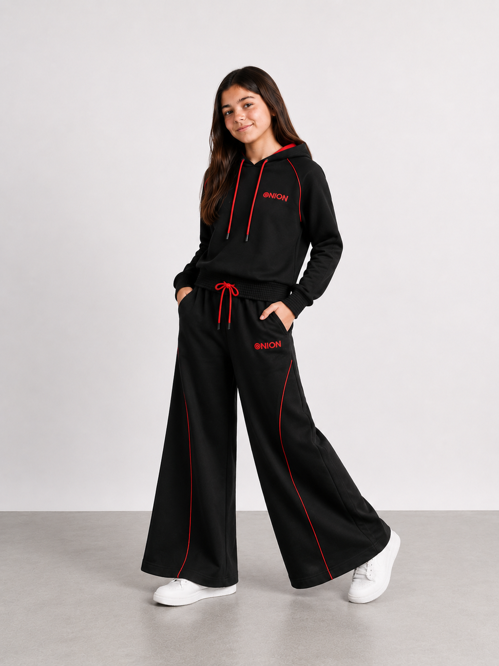 Girls Premium Cotton Terry Wide Leg Hoodie Set