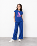 The New Society Girls Royal Blue Ribbed Two-Piece Lounge Set