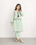Girls Mint Green Embroidered Koti Suit with Farshi Shalwar | Onion Outfits
