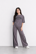 Girls Boston Printed Co-Ord Set | Oversized Tee with Flared Pants - Summer