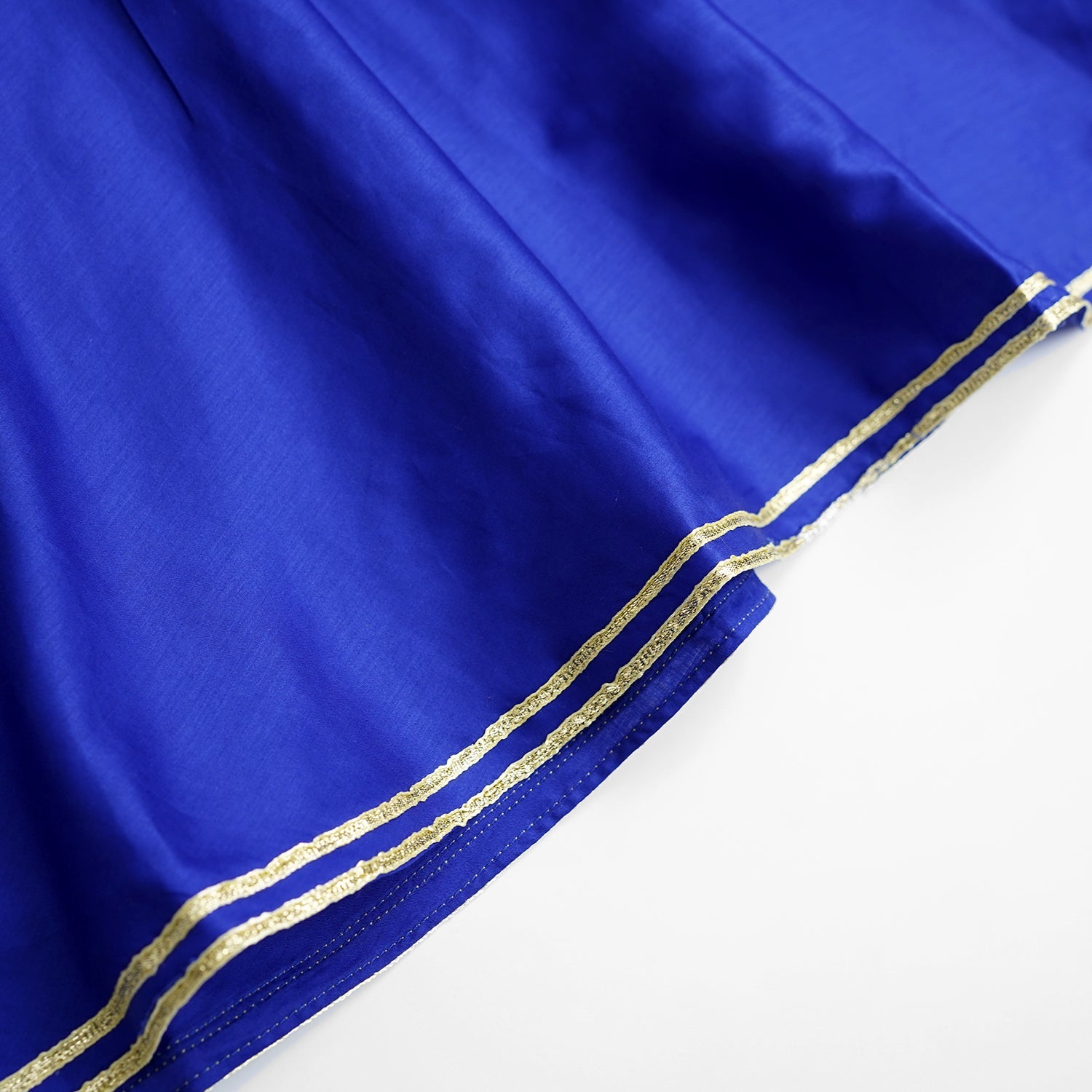 STITCHED 3 PIECE TILLA EMBELLISHED ROYAL BLUE LAWN SHIRT WITH LEHNGA