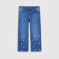 Girls Heart Embroidered Straight Fit Jeans