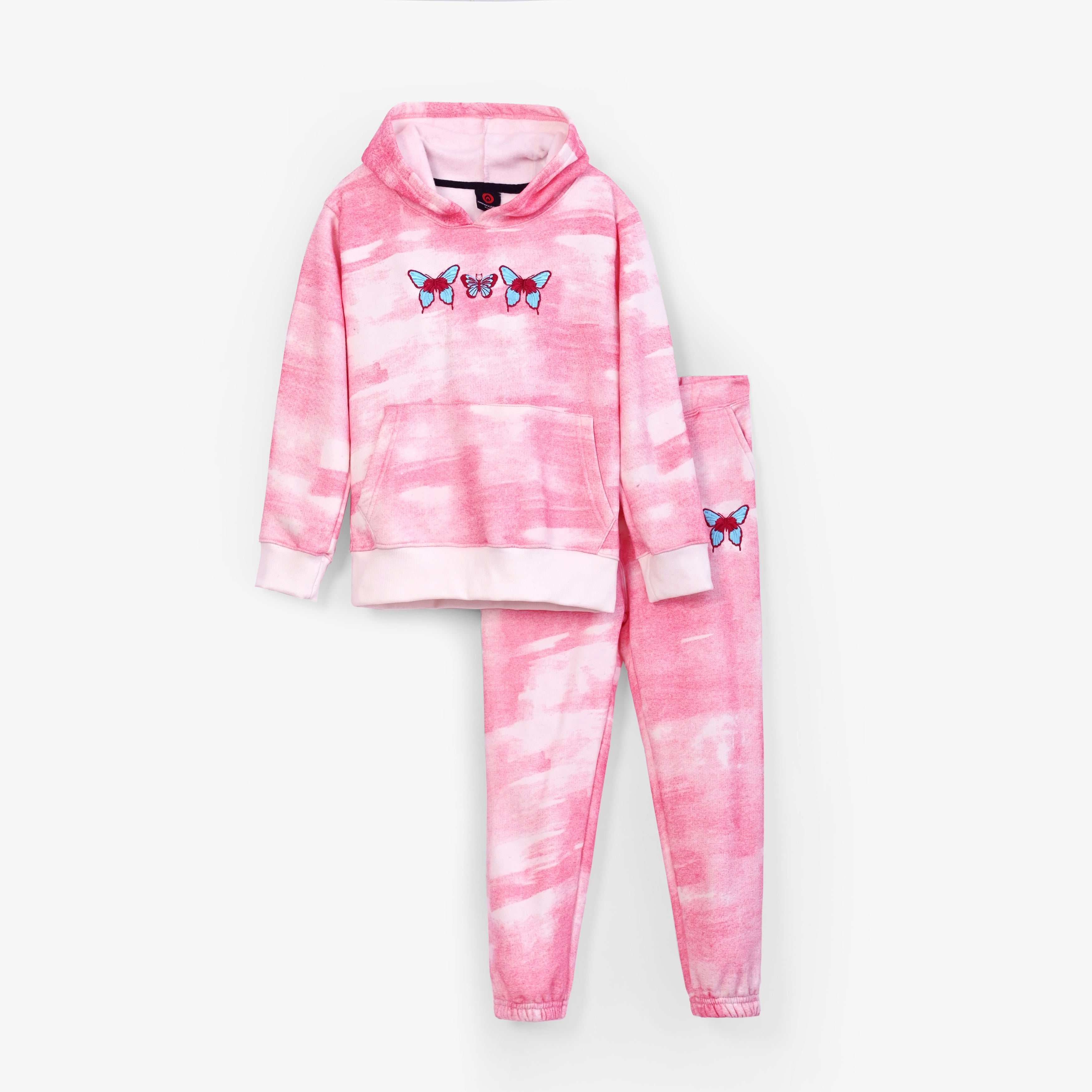 Girls butterfly  Embroidered Tie & Dye Fleece Suit