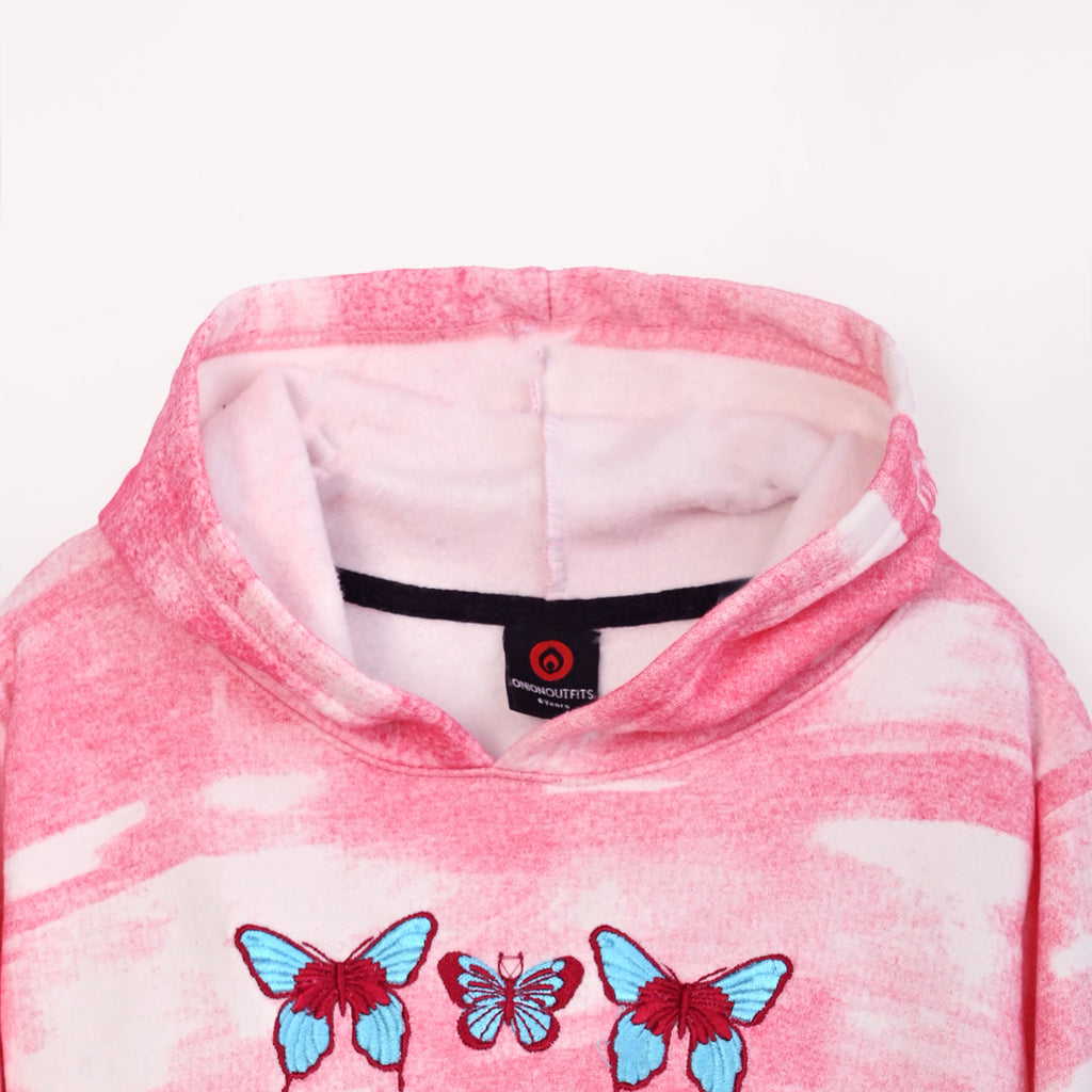 Girls butterfly  Embroidered Tie & Dye Fleece Suit