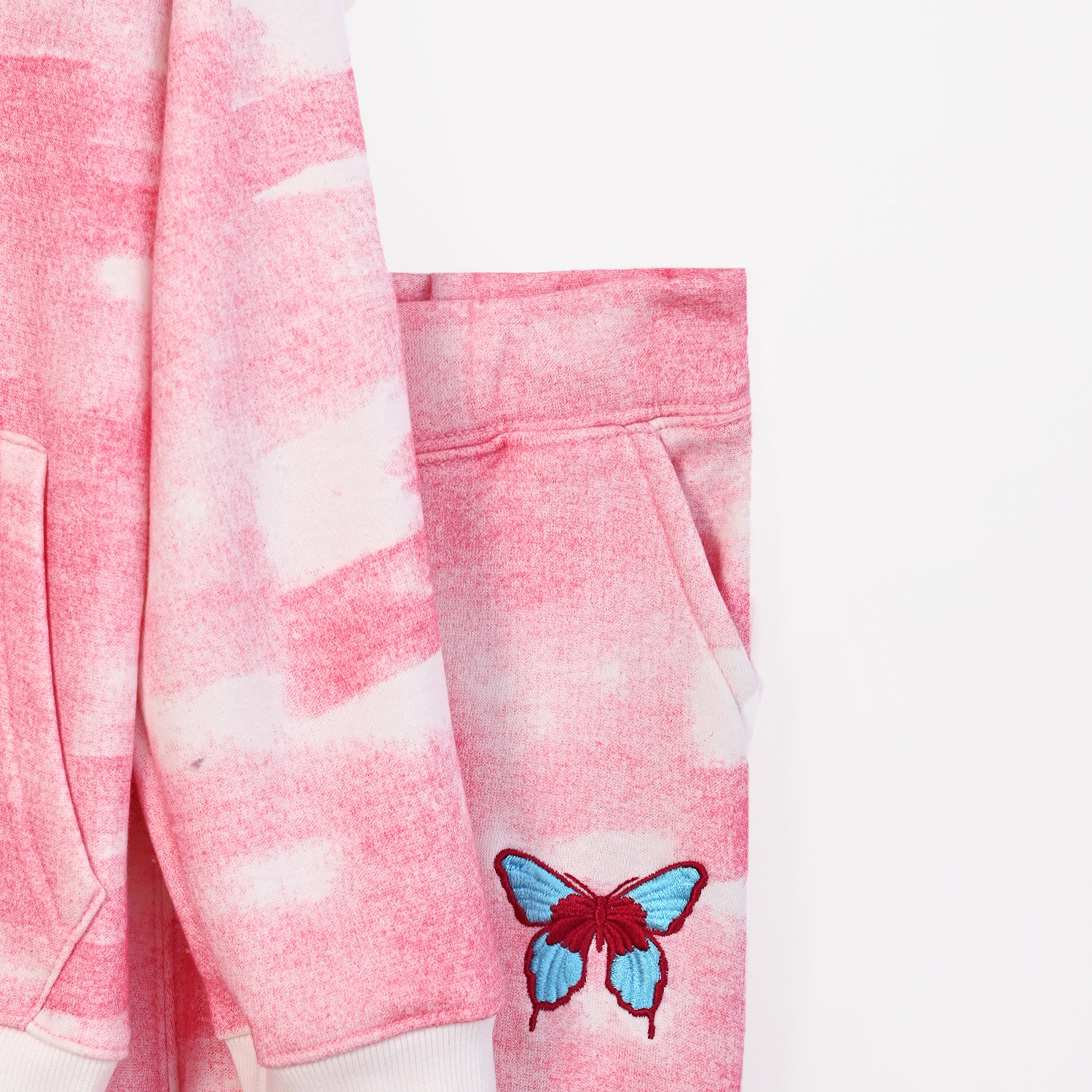 Girls butterfly  Embroidered Tie & Dye Fleece Suit