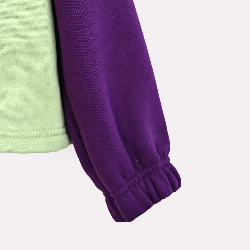 Girls Short Body Soft Cotton Embroidered Fleece Hoodie