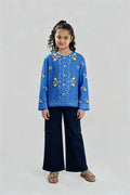 Blue Jacquard Embroidered top| Elegant Winter Wear