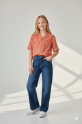 Jacquard Fabric Embroidered Shirt – Terracotta Orange | Onion Outfits