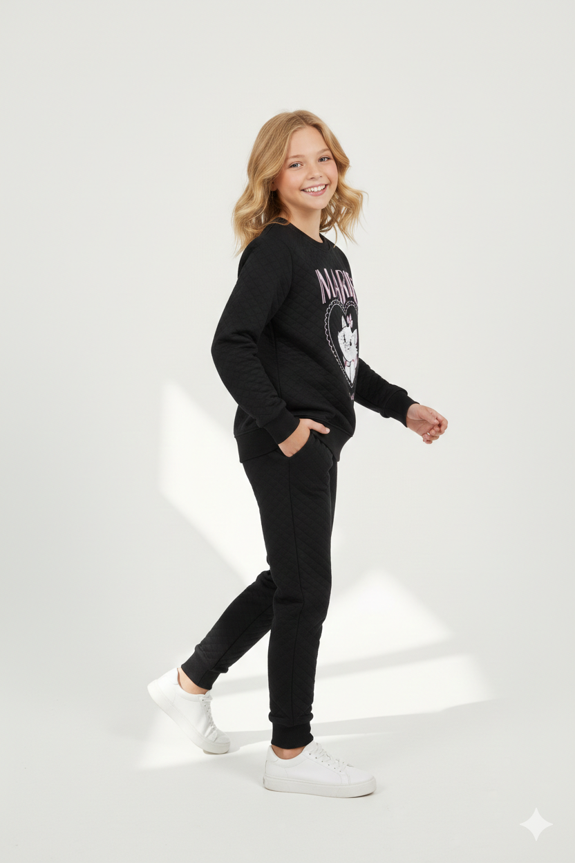 Kids Quilted Marie Tracksuit | 2-Piece Sweat & trouser Set | Winter Cotton Outfit