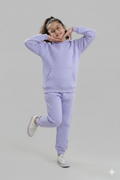 Kids Quilted Lilac Tracksuit | 2-Piece Hoodie & Jogger Set | Winter Cotton Outfit