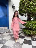 Girls Pink Embroidered 2 – Dobby Cotton Piece Kids Eastern Wear