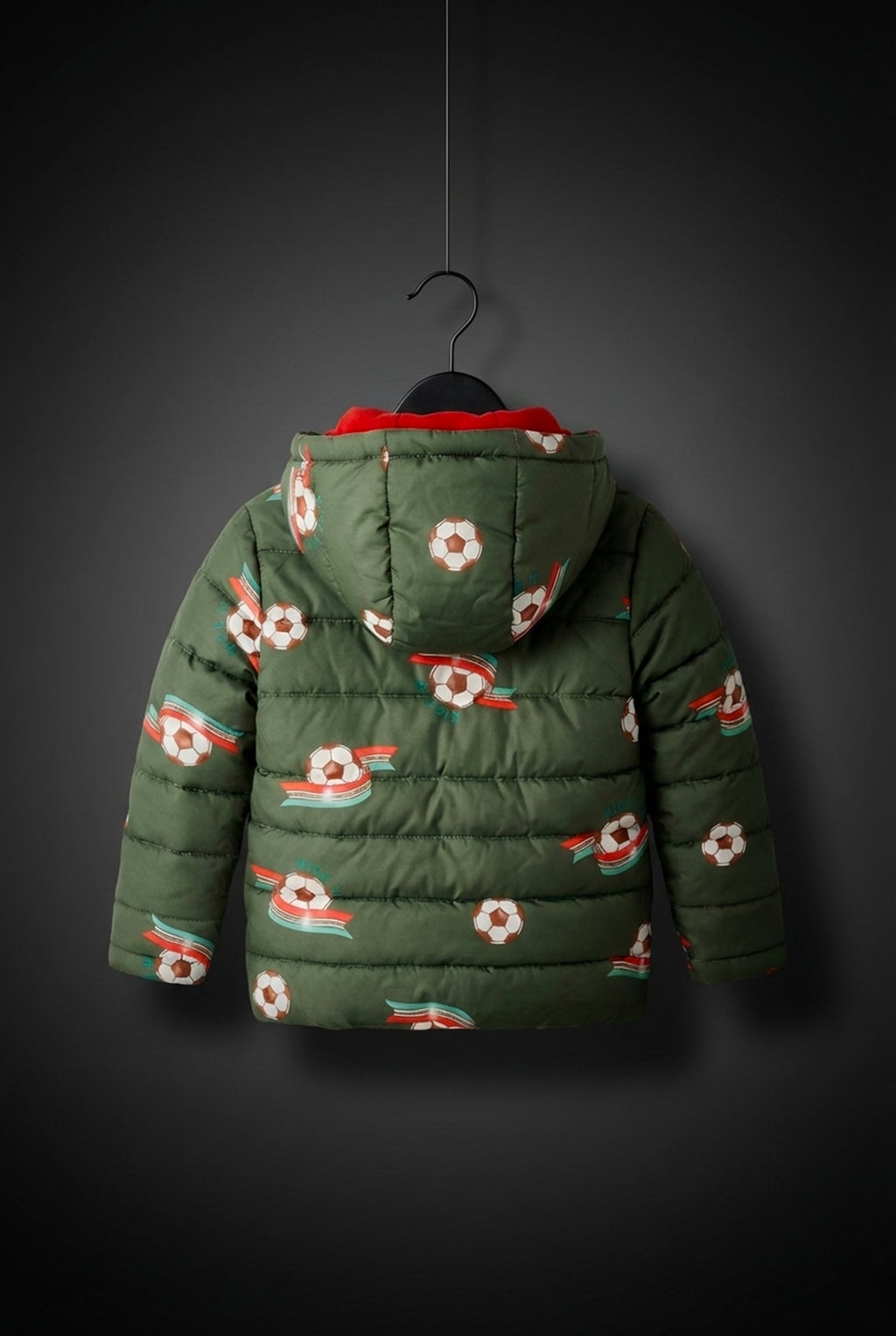 Kids Soccer Print Puffer Jacket – Ultra Warm Winter Wear