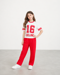 Girls Red & White Graphic Co-Ord Set – Kids Summer T-Shirt & Pants Outfit