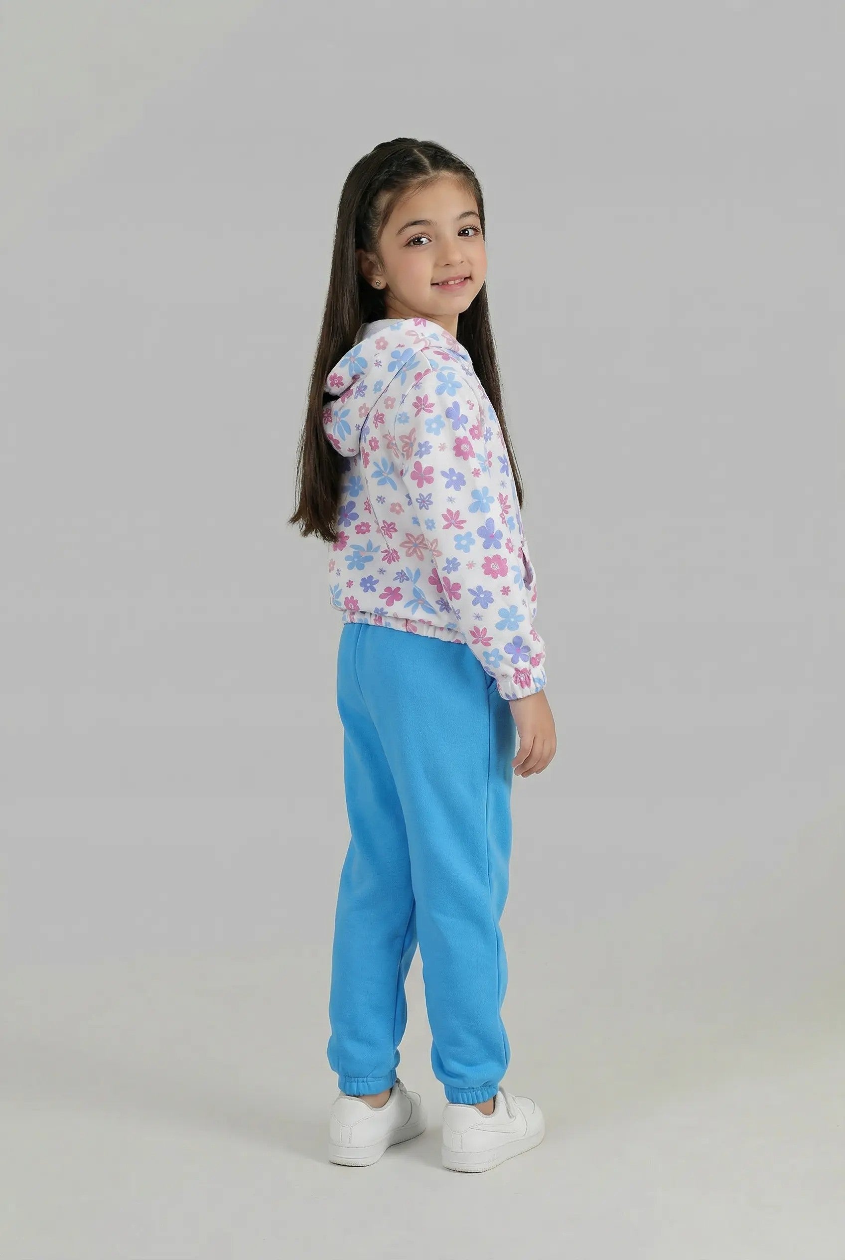 Girls 100% Cotton Fleece Printed Hoodie Suit – Soft Winter Co-Ord Set