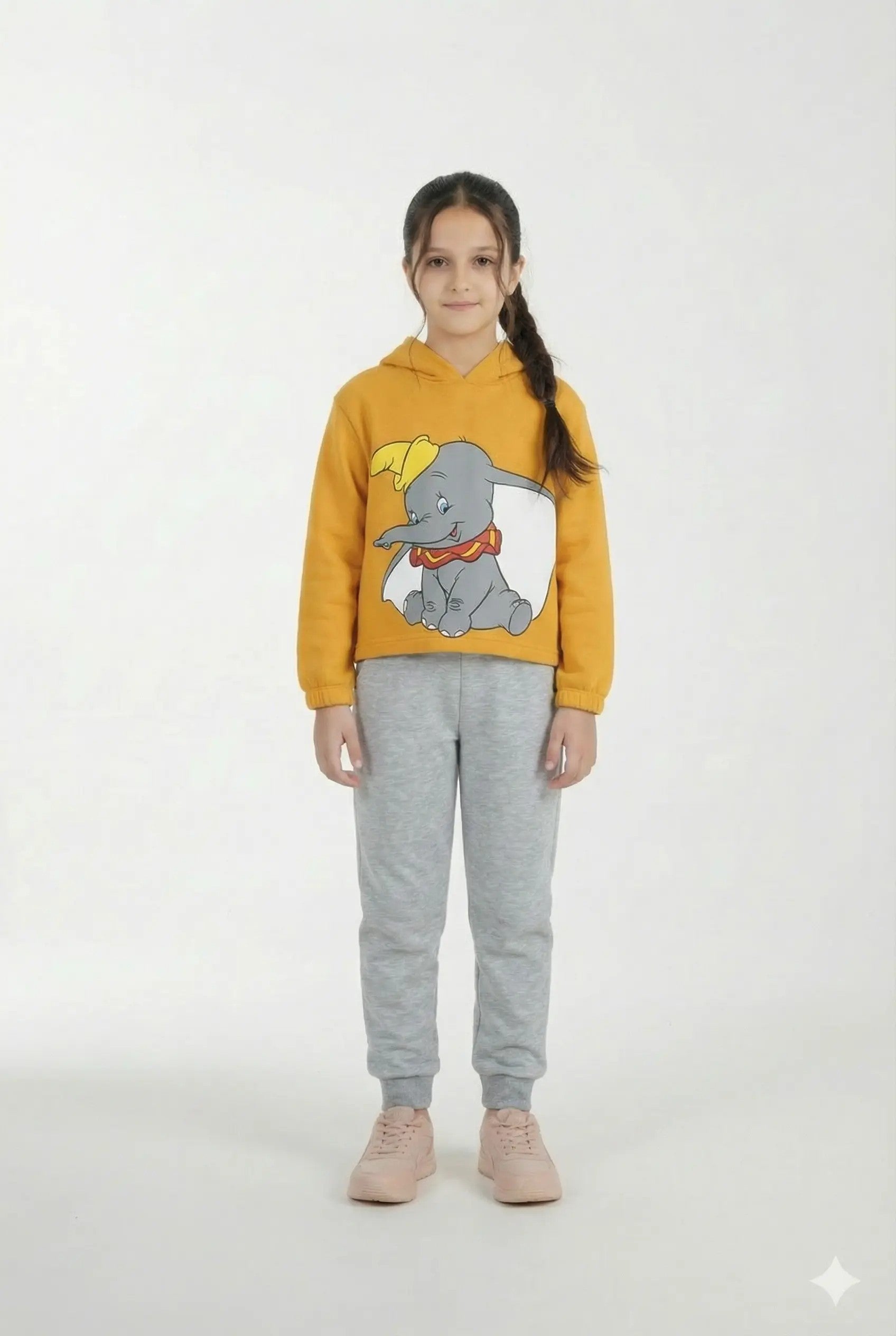 Kids Dumbo yellow Short Body hoodie suit with Grey Trouser