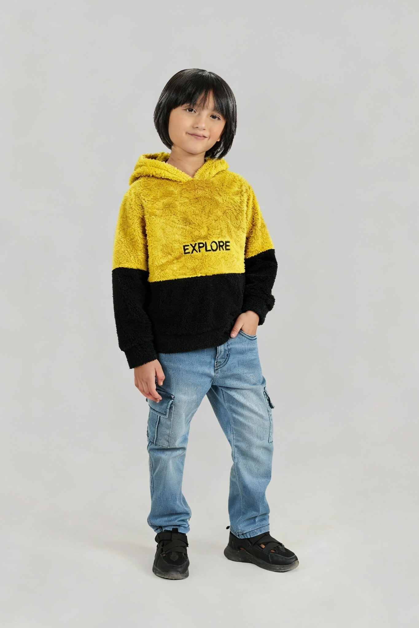 Kids "EXPLORE" Fur Hoodie – Ultra Soft Winter Wear
