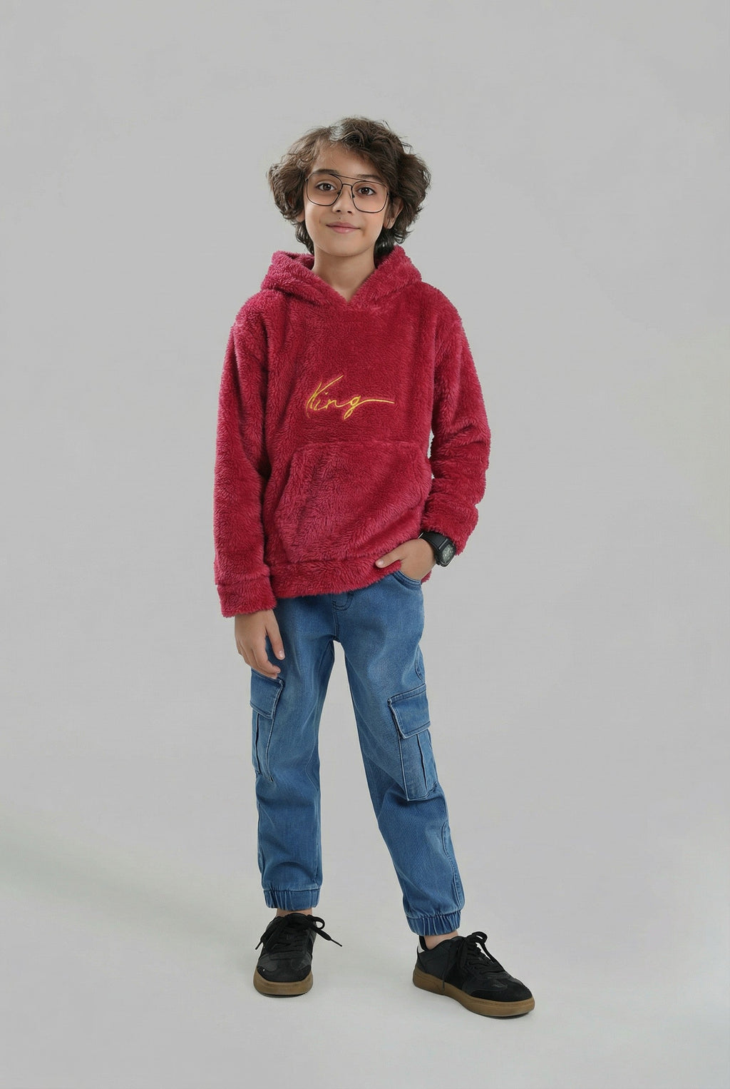 Kids "KING" Fur Hoodie – Ultra Soft Winter Wear