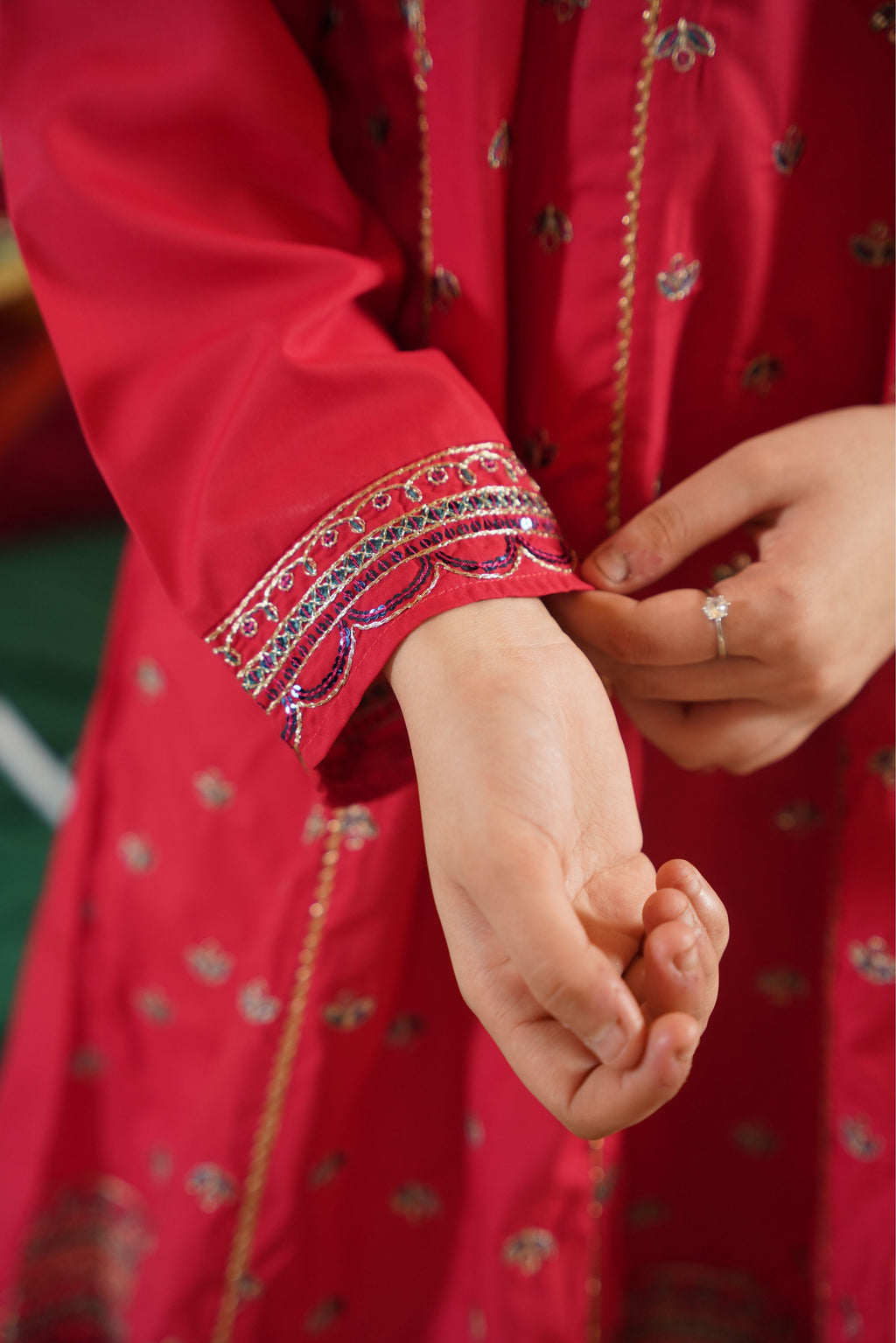 Girls Pink Cotton Embroidered Ethnic Suit with Net Dupatta – Festive & Party Wear