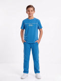 Boys Casual Blue Tracksuit – Breathable Cotton T-Shirt & Joggers | Stylish Kids Set