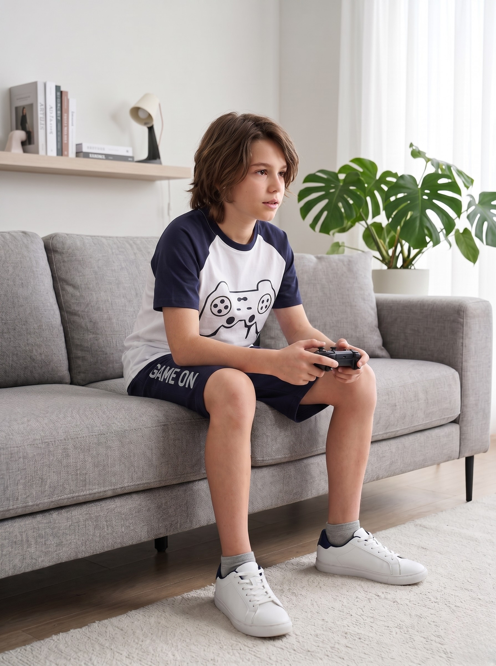 Kids Gaming Graphic Tee and Shorts Outfit Set – Boys Short Sleeve Summer Clothes