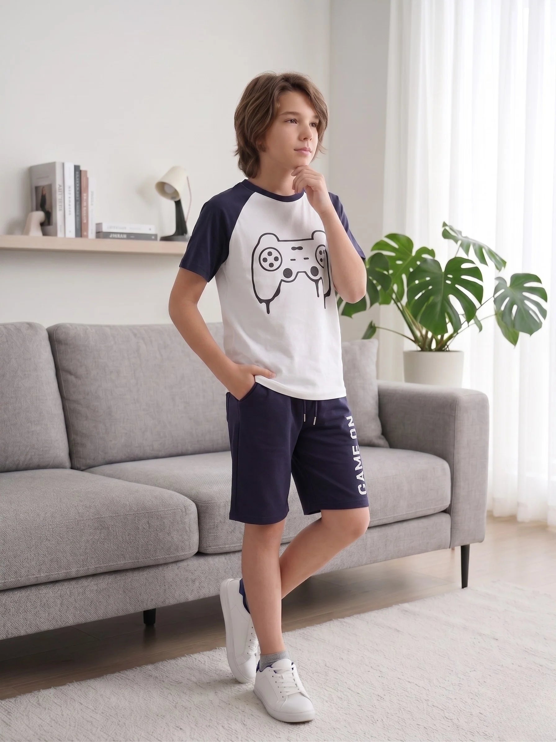 Boys 'Speed Demon' Graphic Long Sleeve T-Shirt and Red Jogger Set (Copy)
