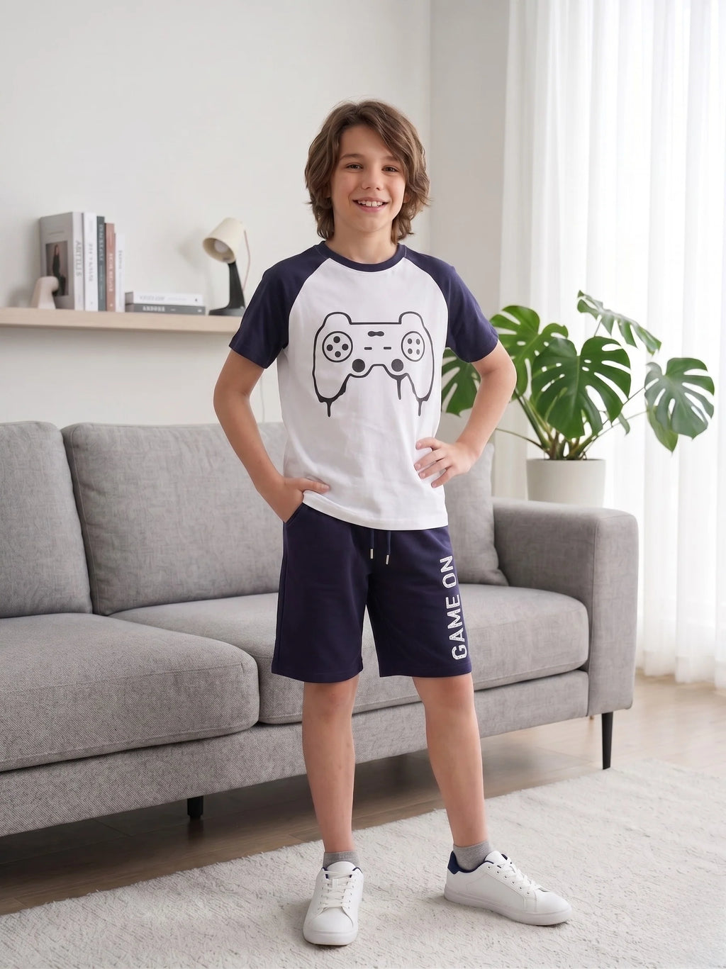 Boys 'Speed Demon' Graphic Long Sleeve T-Shirt and Red Jogger Set (Copy)