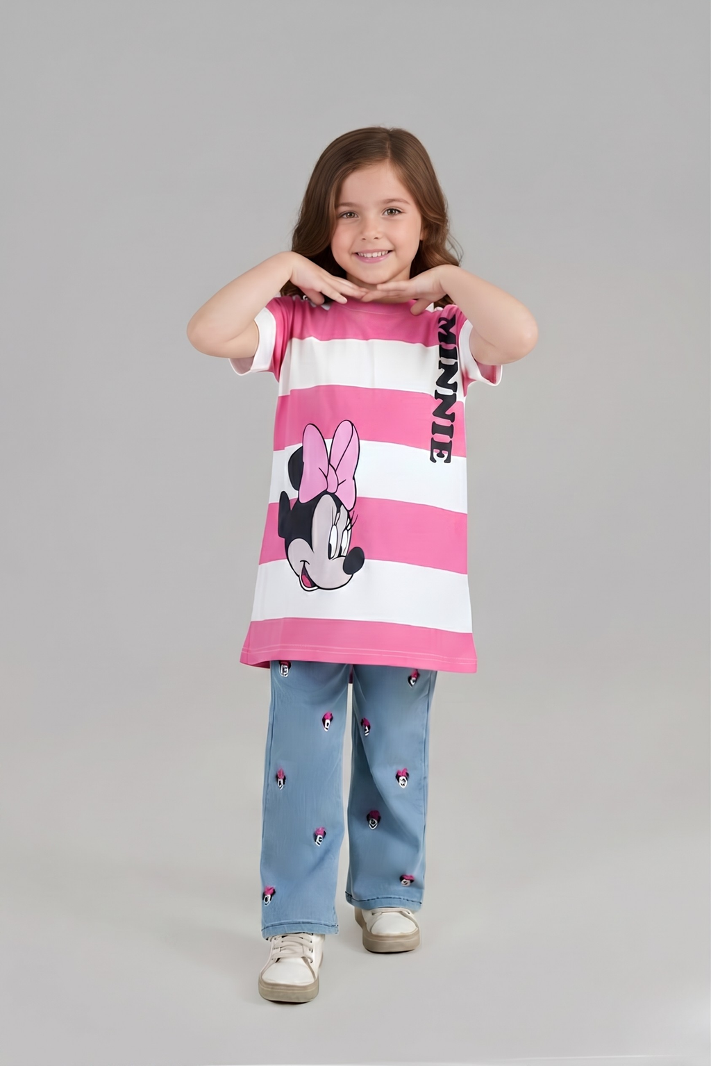 Minnie Mouse Pink & White Striped Long T-Shirt