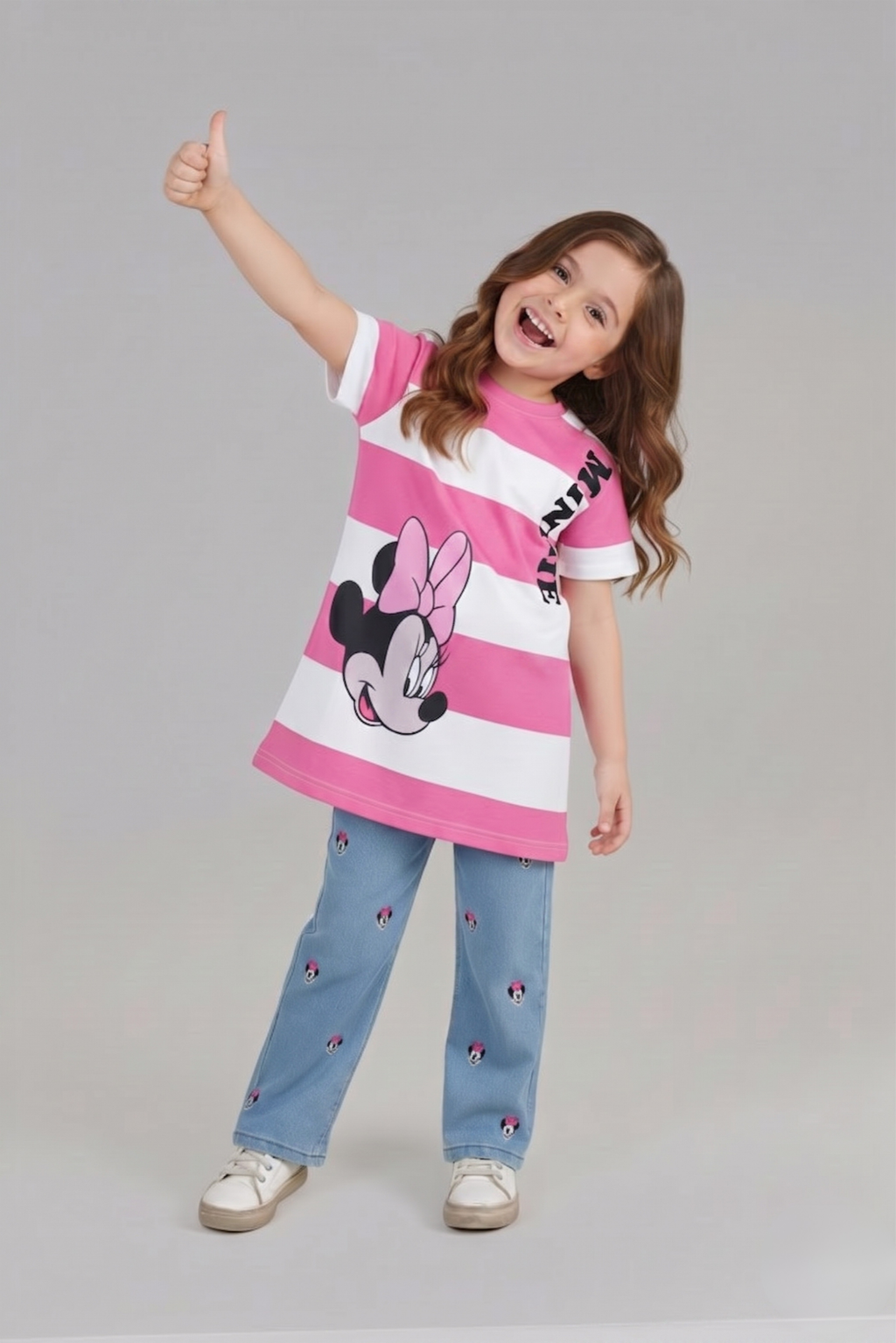 Minnie Mouse Pink & White Striped Long T-Shirt
