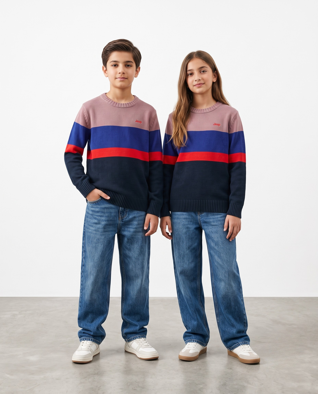 Jeep Color Block Cotton Sweater – 100% Cotton | Stylish &amp; Warm Winter Wear for Kids