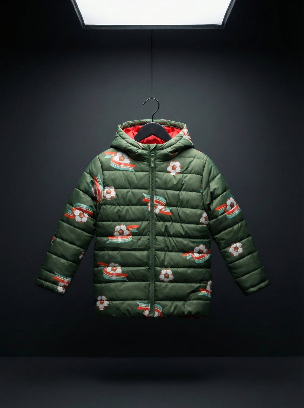 Kids Soccer Print Puffer Jacket – Ultra Warm Winter Wear