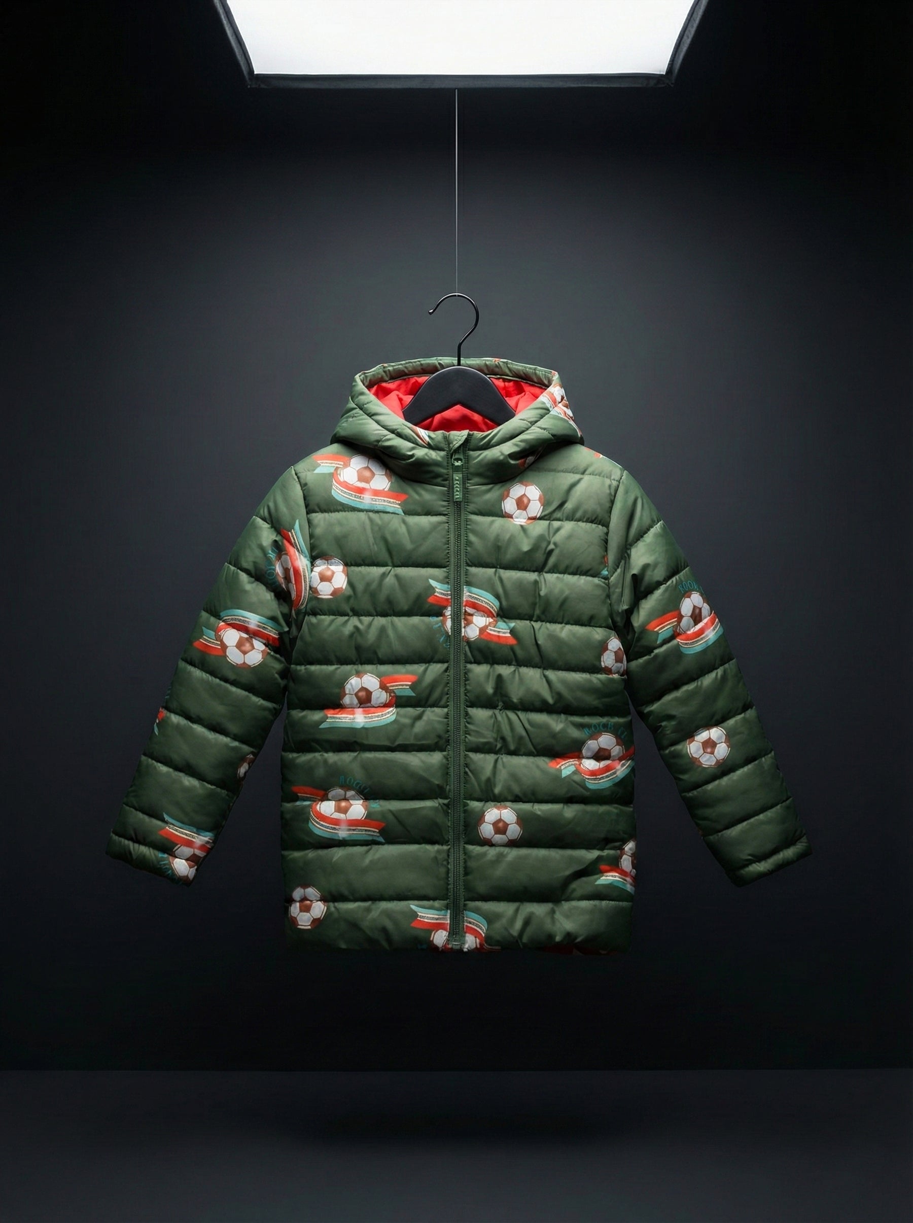 Kids Soccer Print Puffer Jacket – Ultra Warm Winter Wear